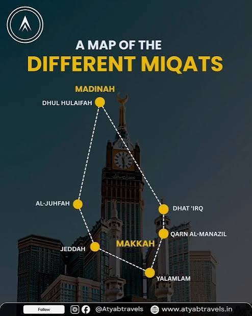 Map explaining the different miqats